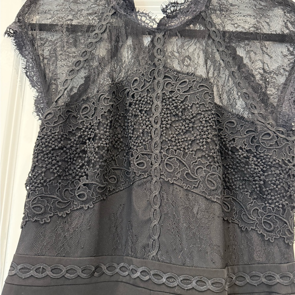 Black Lace Bodice Evening Dress - Picture 2 of 7